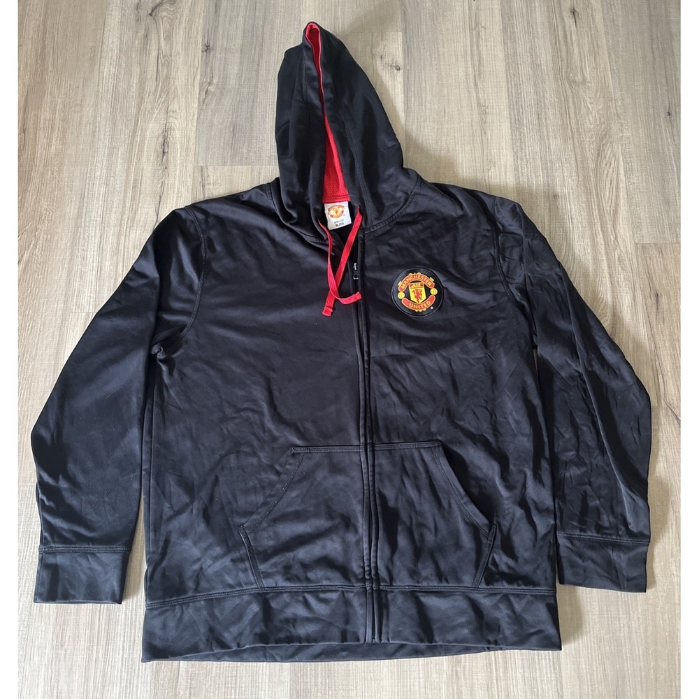 Manchester United Full Zip Hoodie Men's Size X Large Black